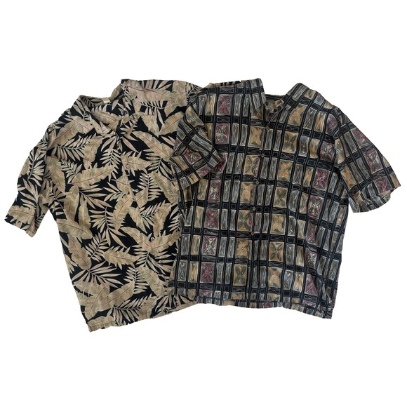 mens lot of 2 Tori Richard hawaiian shirts cotton lawn palm trees‎ aloha XL